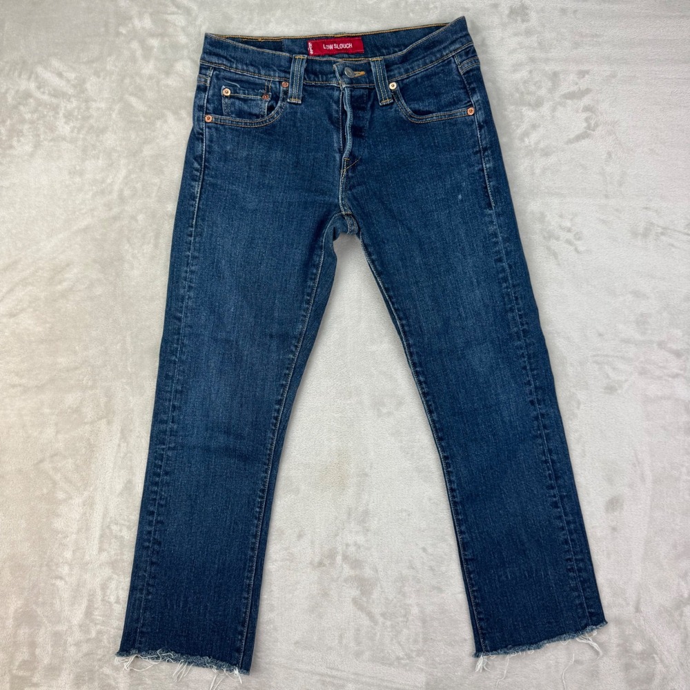 Vintag Levis 509 Jeans (28x25) Women 7 Blue Relaxed Low Slouch Raw Hem Y2K 2003